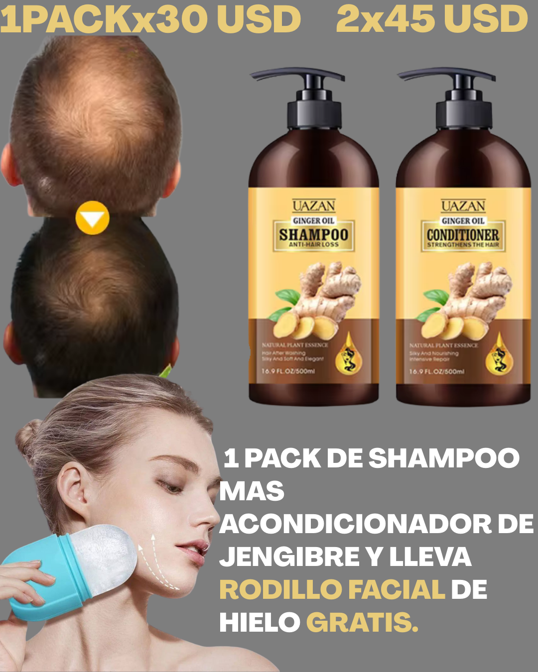 Shampoo y Acondicionador de Gengibre